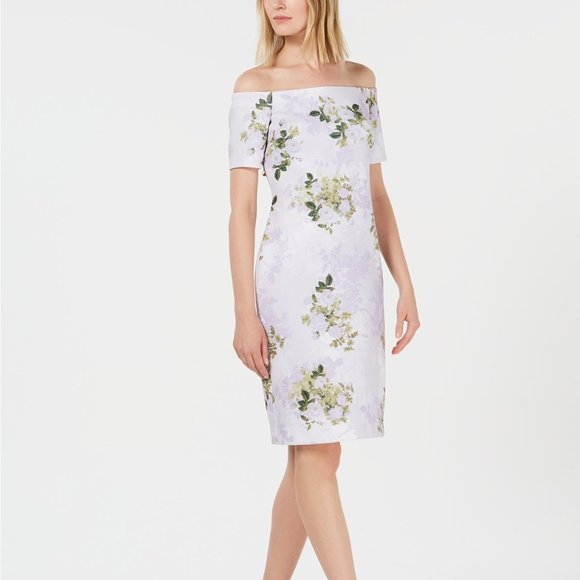 calvin klein floral scuba sheath dress